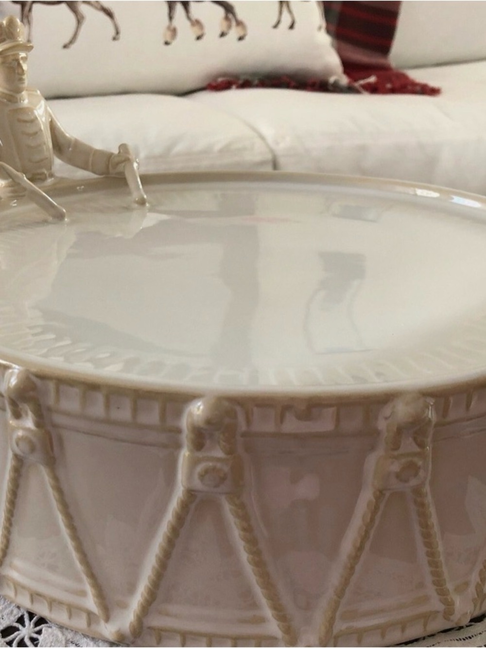 Pottery Barn Retired 12 days of Christmas drummer boy cake stand